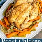 Simple Roast Chicken with Vegetables on a Platter perfect for a Sunday supper roast chicken with vegetables | roast chicken and vegetables | roasted chicken with vegetables | roast chicken with vegetables in same pan | roast chicken over vegetables | how to roast chicken with vegetables | roast chicken on vegetables | roast chicken on vegetable bed | easy roast chicken and vegetables | easy roast chicken and vegetables recipe