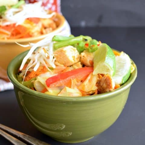 A bowl of Thai Peanut Chicken and Veggies