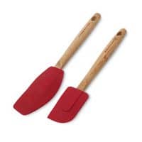 2-Piece Silicone Spatula Set with Bamboo Handles