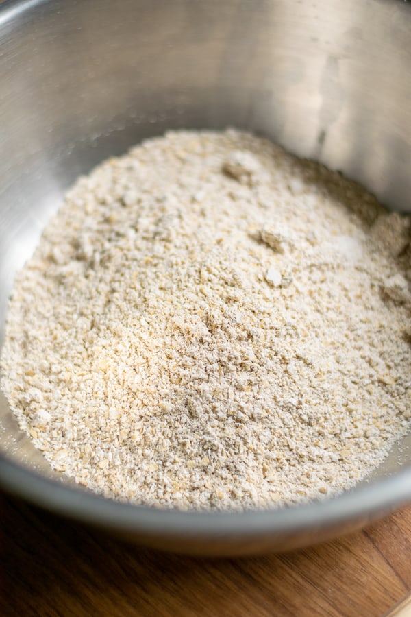 dry ingredients blended smooth to a flour-like consistency