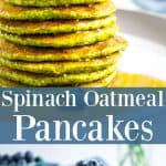 2 stacks of pancakes in front of a white background