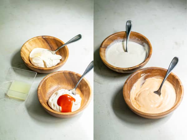 ingredients needed to make the two flavorful mayos