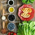 all the ingredients labeled needed to make the salad and vinaigrette