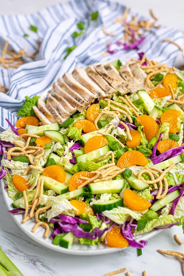 platter full of oriental salad with Mandarin oranges