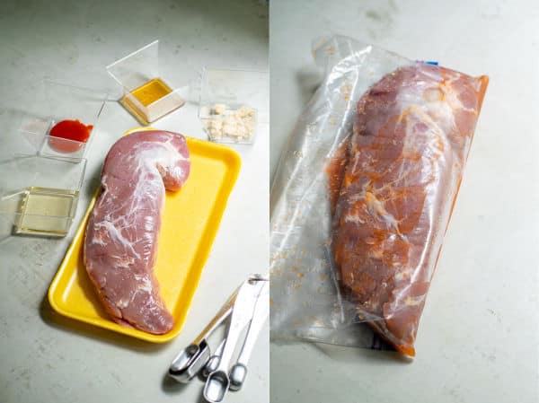 picture of pork tenderloin and ingredients needed for the marinade
