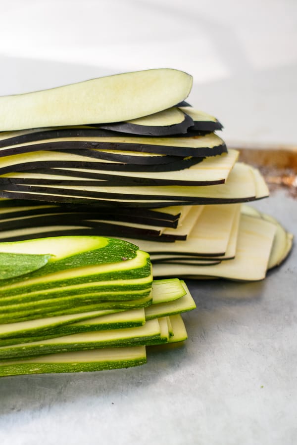 freshly sliced zucchini and eggplant
