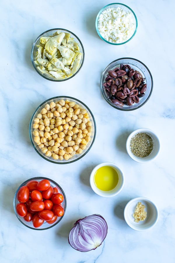 ingredients needed for healthy chickpea salad