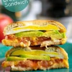 open and stacked avocado breakfast sandwich