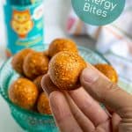 hand holding an easy to make tropical energy bite