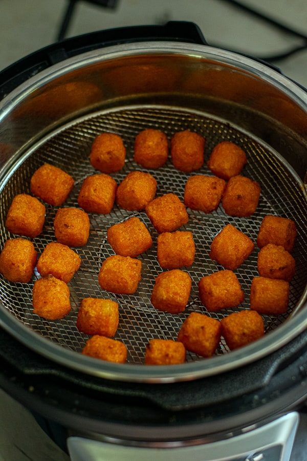 food is finished in the air fryer basket