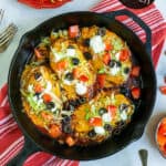 stovetop taco chicken in a cast iron pan