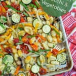 gnocchi and vegetables baked on a sheet pan