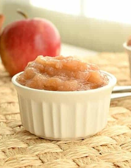 ramekin full of freshly made applesauce