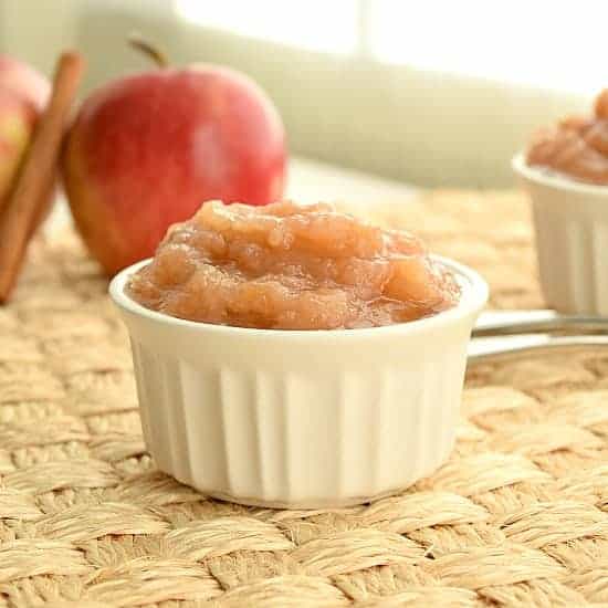 ramekin full of freshly made applesauce