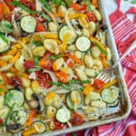 vegetarian one pan gnocchi bake recipe on a sheet pan