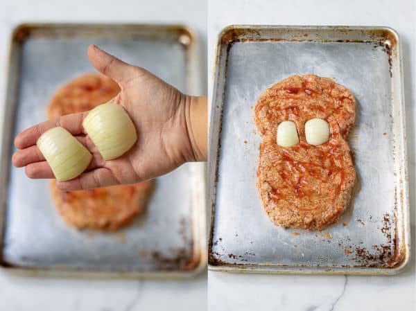 cutting eyes to place on the meatloaf mummy