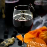 wine glass full of halloween sangria recipe