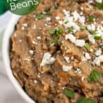 homemade refried beans in a bowl
