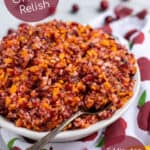 bowl of cranberry orange relish with apples