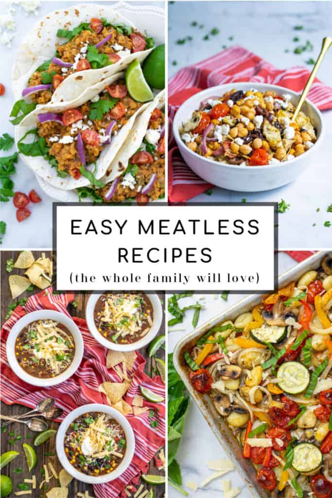 collage of four meatless meal ideas