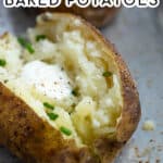 Fluffy Instant Pot Baked Potato sliced open to reveal tasty inside