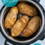 pressure cooker pot with trivet and clean potatoes