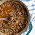 dutch oven with Cuban Picadillo a perfect comfort food