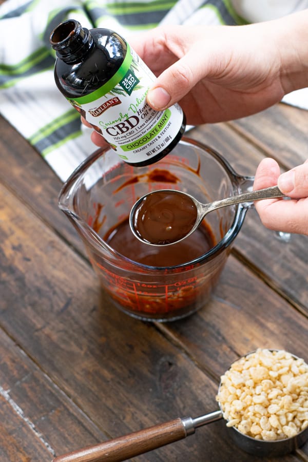 Seriously Delicious Chocolate Mint CBD on a spoon