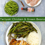 Pinterest Pin with two photos, one showing the ingredients needed for the recipe and the other showing the final meal