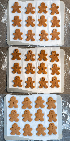 Collage showing before the cookies go into the oven and after they are cooked.