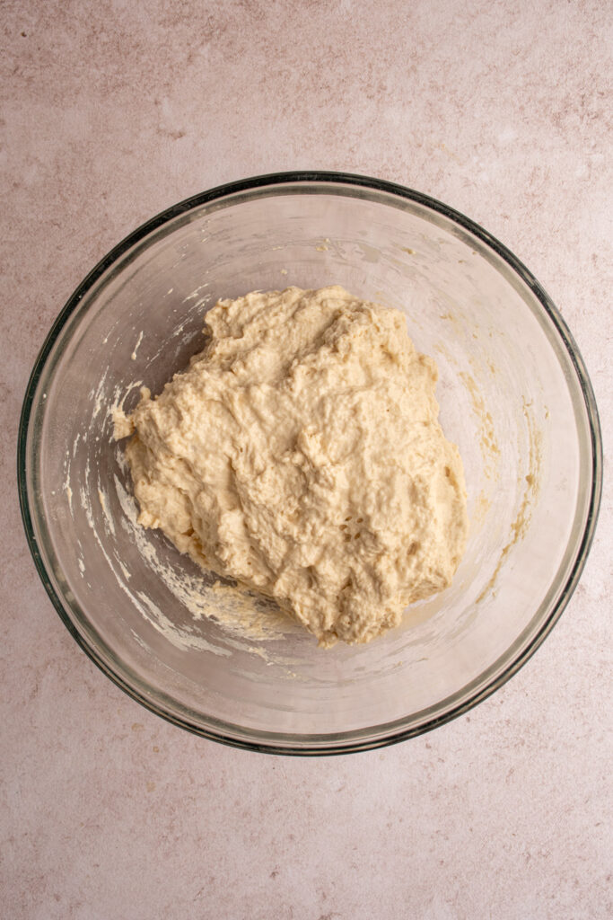 The focaccia dough ready for its rise.
