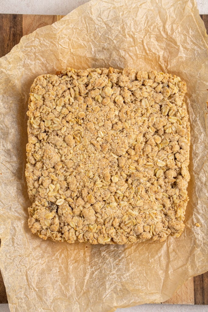 Baked fig oat bars cooling.