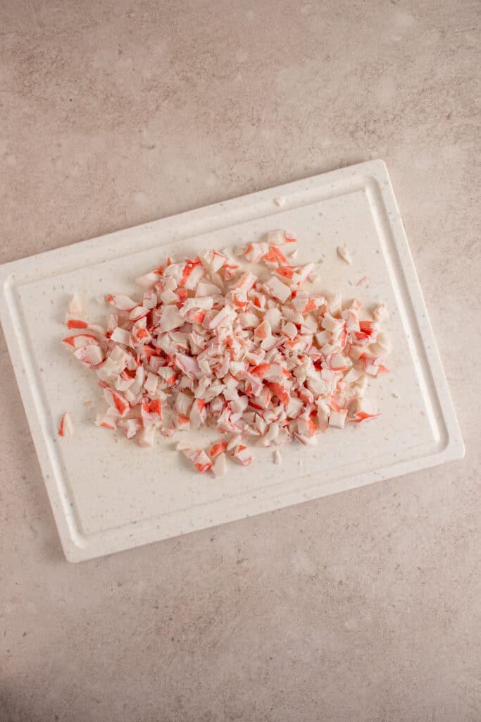 Chopped imitation crab.