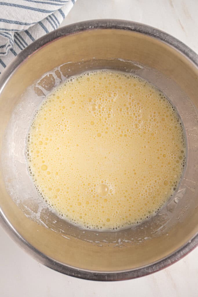 Mixed wet ingredients to make fritters.